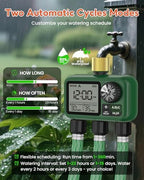 Water Timer for Outdoor Garden Hose, Sprinkler Timer for Garden Faucet with Auto/Manual/Rain Delay Mode, Sprinkler Irrigation Controller for Yard Lawn (3 Zones Brass Inlet & Outlet) - Image 3