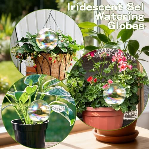 VZZNN 8 Pack Rainbow Glass Plant Watering Globes - Self Watering Planter Insert, Plant Watering Devices for Water Plants While Away, Indoor Outdoor Automatic Slow-Release Watering Bulbs - Image 5