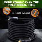 Relxitl Garden Hose, Flexible Water Hose, Ultra Lightweight Non-Expanding hose with 10 Function Sprayer, Leak proof, Pressure Resistant for Yard, Outdoor (Black, 100FT) - Image 3
