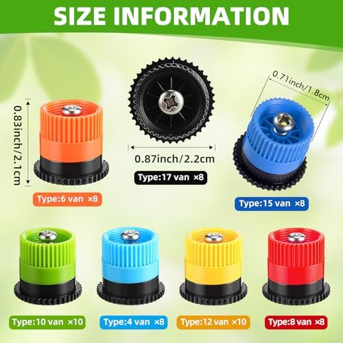 Honoson 60 Pcs Sprinkler Heads Replacement, 4/6/8/10/12/15/17 Van, Colorful - Image 2