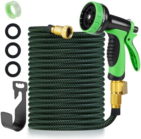 Garden Hose 100 FT, Non-Expanding, 10 Functional Nozzles, Anti-Kink by FrutPunch