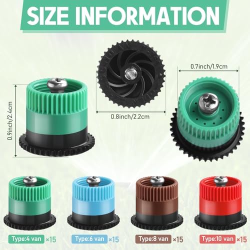 Honoson 60 Pcs Sprinkler Heads Replacement, 4/6/8/10 Van, Color 4 - Image 2