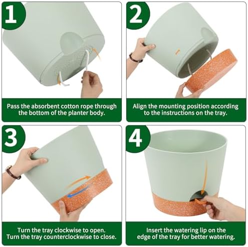 GARDIFE 12 inch Plant Pots, planters, Self Watering Pots, Large Plastic Flower pots with Deep Reservior and High Drainage Holes for Indoor Outdoor Plants and Flowers, Green - Image 3