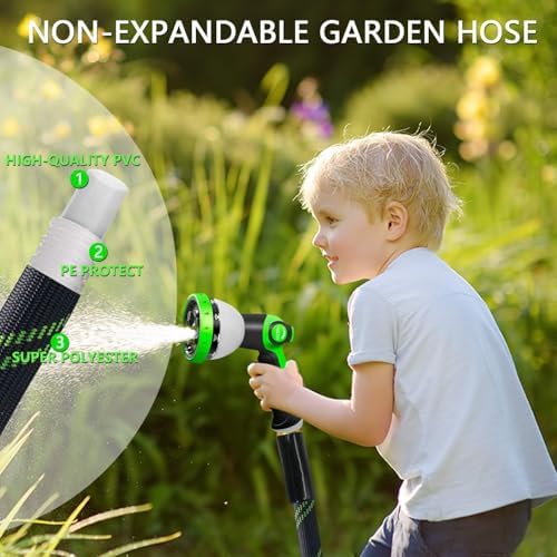 50FT Garden Hose,Flexible Water Hose, 10-Function Sprayer, Non-Expanding - Image 2