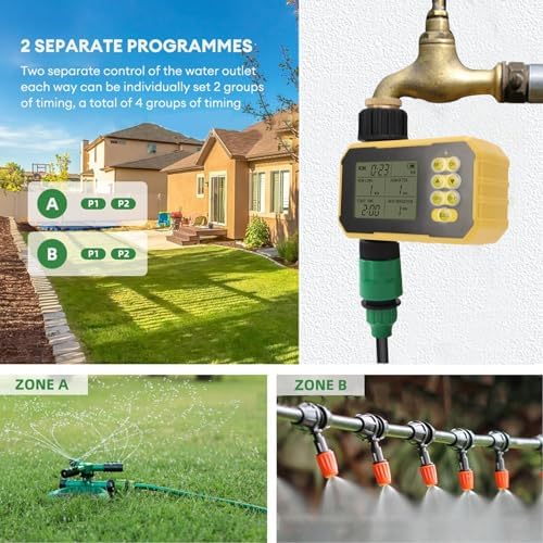 Solar Sprinkler Timer, Garden Hose Water Timer, Automatic Watering with Adjustable Solar Panel, Rain Sensor & Type C Port, Ideal for Villa, Courtyard, Balcony & Garden - Image 3
