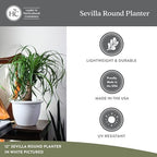 The HC Companies Sevilla Flower Planters - Outdoor & Indoor Planter - Round Self Watering Plant Pots for Herbs & More (14”, White, Pack of 2) - Image 4