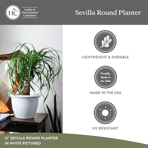 The HC Companies Sevilla Flower Planters - Outdoor & Indoor Planter - Round Self Watering Plant Pots for Herbs & More (14”, White, Pack of 2) - Image 4
