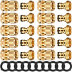 Therwen 10 Sets Garden Water Hose Quick Connector 3/4'', Brass Color by Therwen