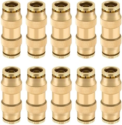 3/8" Straight Brass Union, DOT Approved Air Line Connector 10PCS by BOERAY