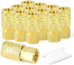 GASHER Brass 12PCS 1/4-Inch Female Industrial Coupler,1/4 Inch NPT Female Threads Size, Quick Connect Air Coupler by GASHER