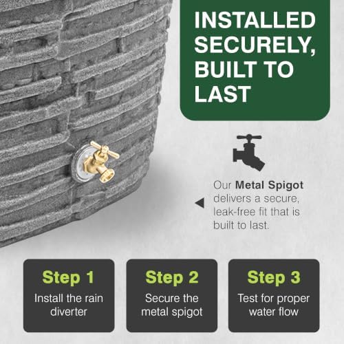 Good Ideas Impressions Riverwalk Rain Water Collection Barrel, 50 Gallon - Image 5
