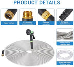 100FT Heavy-Duty Stainless Steel Garden Hose with Spray Nozzle, No-Kink Design - Image 2
