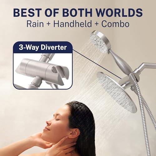 HammerHead Metal Dual Shower Head Combo With 3-Spray Handheld and Rainfall - Image 3