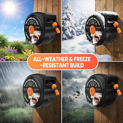 Retractable Garden Hose Reel, 65 ft x 1/2", Wall Mounted, 10-Pattern Nozzle - Image 5