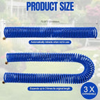 Therwen 100 ft Recoil Garden Hose with 8 Pattern Nozzle, Blue - Image 2