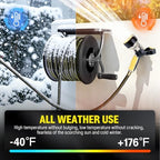 Heavy Duty Wall Mounted Garden Hose Reel, 130ft Rubber Hose 5ft Leader Hose - Image 4