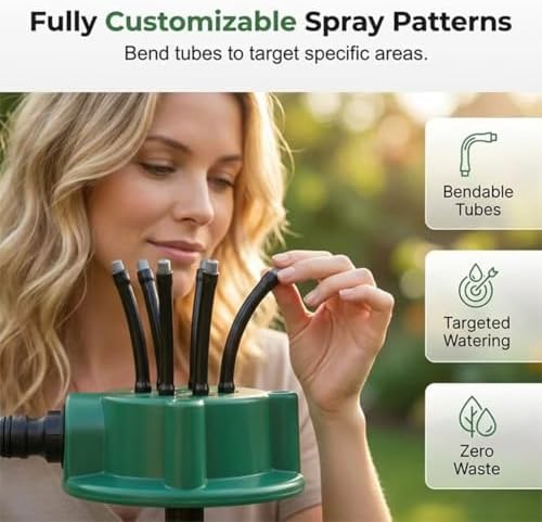 360° Coverage Precision Garden Irrigation Sprinkler, Automatic Multi Heads Sprinkler with Flexible Nozzles, 360 Degree Garden Automatic Multi Sprinkler for Yard Large Area (4pcs) - Image 3