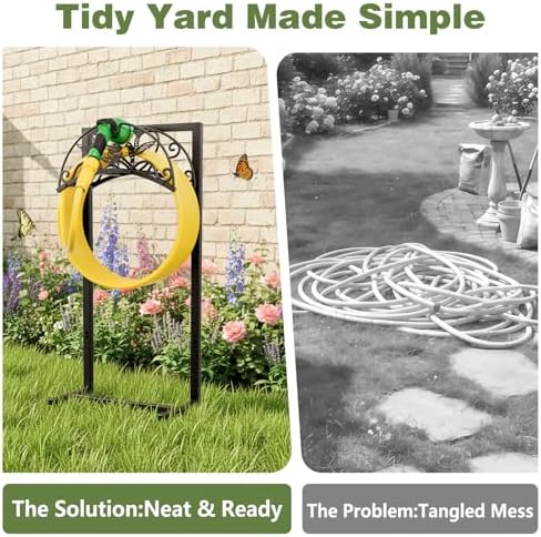 Garden Hose Holder - Upgraded Electrophoretic Coating Anti-Rust Graden Hose Storage Rack with Hummingbird Pattern Holds 150ft, Heavy Duty Garden Hose Hanger, Water Hose Holders for Outside Yard Lawn - Image 4