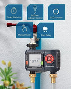 DEWENWILS 2-Zone Hose Timer with Rain Delay, Manual & Auto Watering - Image 2