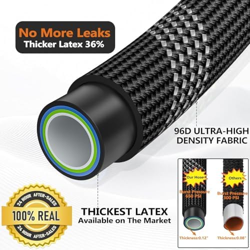 50 FT Non-Expandable Garden Hose, Lightweight Hose with 10 Function Spray Nozzle, Kink-Free Flexible Water Hose, Leak-Proof, 3/4'' Solid Connectors Garden Hose,Ultra Durable Garden Hoses - Image 3