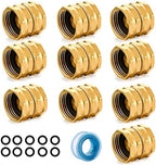 SIGURANTA Garden Hose Connector Adapter,3/4" GHT Double female Connectors, Brass Repair Fittings with Dual Swivel for female to female Adapter (10 Pack) by SIGURANTA