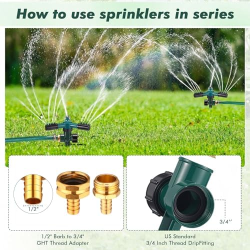 Landical Above Ground Irrigation Garden Sprinkler System 3 Pack Lawn Sprinkler and 32.8 ft Garden Hose Drip Irrigation System DIY Plant Watering Set for Yard - Image 5