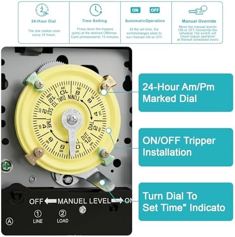T101 Mechanical Timer Switch, Pool Pump Timer, 120V 40A SPST - Image 3