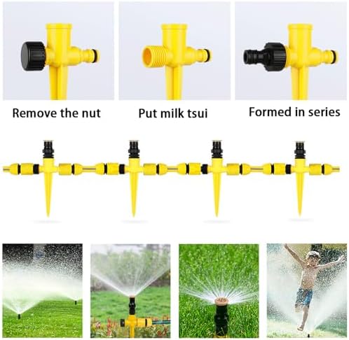360° Rotation Auto Irrigation System Garden Lawn Sprinkler Patio, Sprinkler System Kit for Lawns, Adjustable Garden Yard Lawn WaterSprinkler with 65FT Hose and 7 Quick Connectors (4PCS Set) - Image 5
