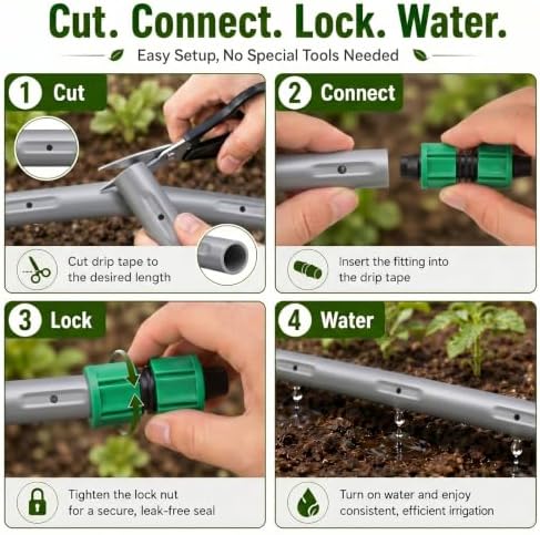 Tondiamo 500 ft 5/8" Drip Tape Irrigation Kit 16 Mil 6" Spacing, Blue - Image 5
