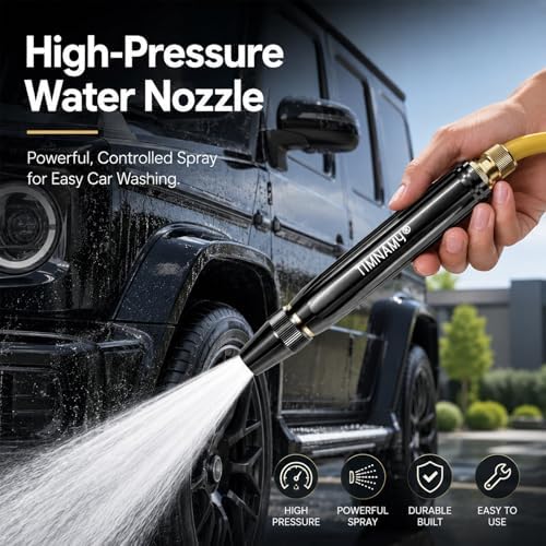 Timnamy High Pressure Water Nozzle, Powerful Home Sprayer with Adjustable Spray Patterns for Car Washing, Lawn & Garden Watering, Durable Metal Spray Nozzle (2) - Image 7