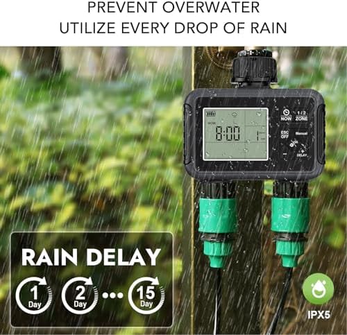 banapoy Sprinkler Timer, Outdoor 2 Zone Water Hose Timer, Sprinkler Irrigation Controller for Lawn Yard Garden Automatic Watering Compatible with 3/4-1/2 Inch Faucet - Image 4