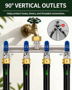 4-Way Garden Hose Splitter, Heavy-Duty Brass, 3/4" GHT, Blue - Image 4