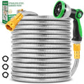 Garden Hose 50FT, Stainless Steel Metal Water Hose with 10-Function Nozzle by ToolasinGardenHose