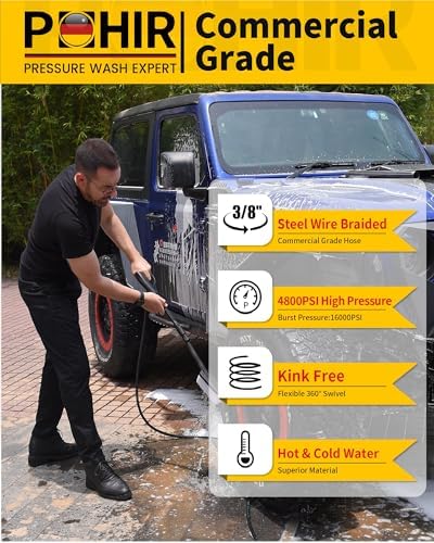 Pressure Washer Hose 70ft 4800PSI with 3/8'' Swivel Quick Connector - Image 2