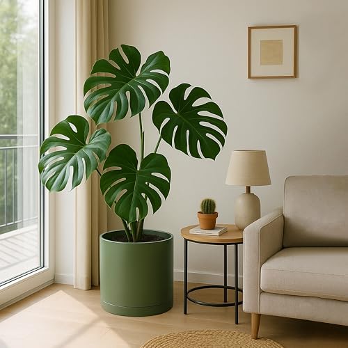 D'vine Dev Plastic Planter Pot with Saucer, 16 in, Olive, 74-X-I-5 - Image 6