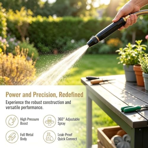 Heavy Duty Adjustable Twist Hose Nozzle Jet Sweeper Nozzle, Hydroblast Power Nozzle for Garden Hose, 2026 New Home Car Wash Water Gun for Patio Cleaning, Plant Watering & Pet Washing (1) - Image 6
