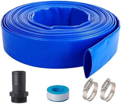 2" (Flat 3.4’’ width) x 100 FT Pool Backwash Hose Kit with Male NPT Adapter by ProfessionalBrand