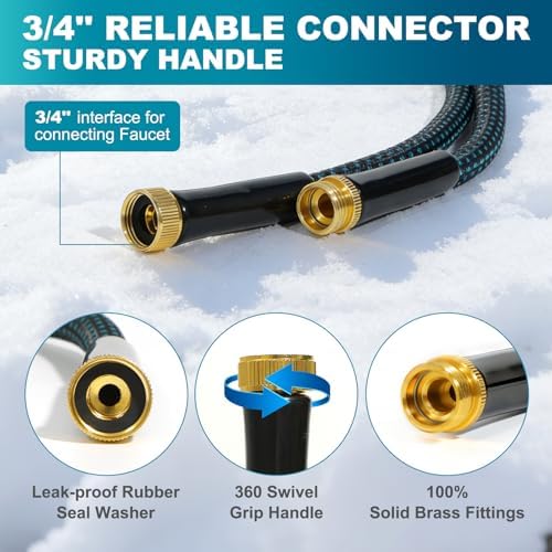Garden Hose 30FT Non-Expandable Ultra Lightweight Water Hose & Super Flexible Hose with 10-Pattern Hose Nozzle High-Strength Special Cloth Cover with 3/4" Brass fitting for Lawn, Yard, Car Washing - Image 3