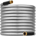 25-75ft Stainless Steel Garden Hose, Compatible For Metal Plumbing Truck Hose Airbrush Hose Gardening Fittings(Color: 25FT) by Unknown