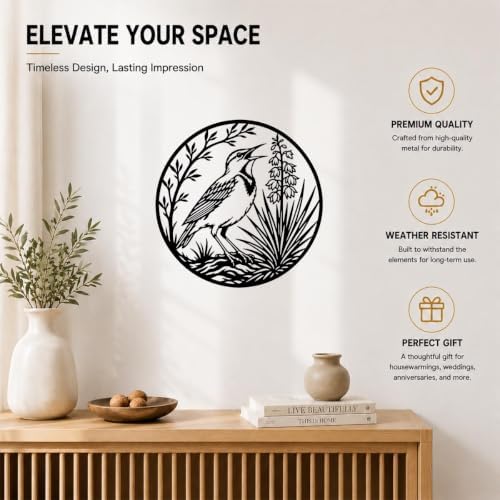 Bird and Plants Metal Wall Art with Bird with Foliage and Detailed Design - Image 3