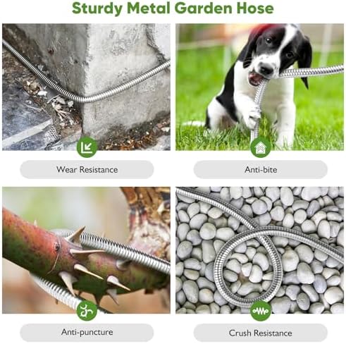 Rcfunkid Garden Hose 100FT No-Kink Metal Hose With 10 Function Nozzle Tough - Image 3