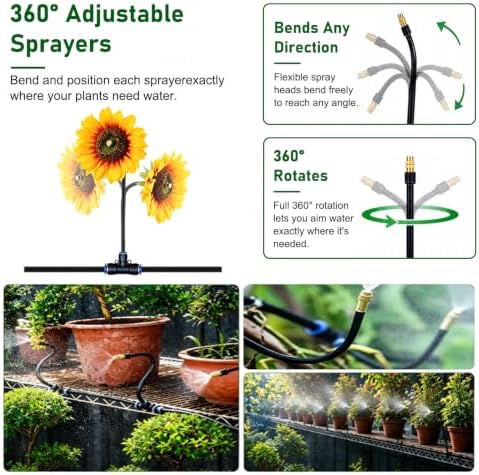 Sunflower Shape Misting Sprinkler Head with Hose, Drip Irrigation System - Image 2