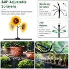 Sunflower Shape Misting Sprinkler Head with Hose, Drip Irrigation System - Image 2