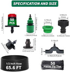 DIY Drip Irrigation Kit with Vortex Emitters - Garden Watering System for Raised Beds, Greenhouse & Containers, Adjustable Misting Nozzles, 1/2 inch 65.6 FT Hose (Irrigation D3) - Image 2