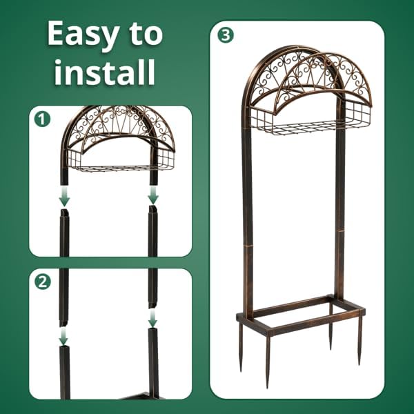 Heavy Duty Garden Hose Holder Stand with Basket, Freestanding Outdoor Organizer - Image 4