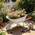 Rustic Large Metal Flower Pot Cart, Wheelbarrow Planter with Wooden Handles, Vintage Decorative Plant Holder for Indoor Outdoor Garden Patio Farmhouse, 23.62" L by Unknown