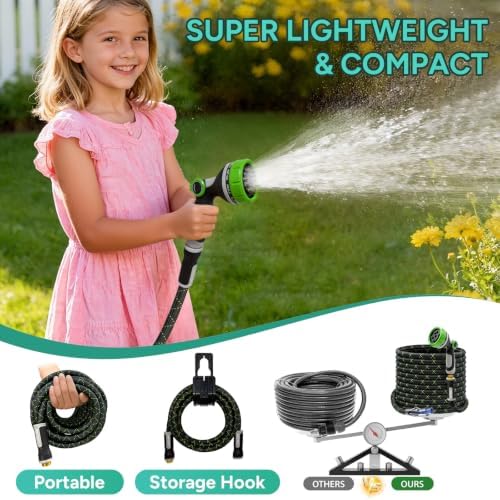 Lightweight Garden Hose, 100ft Non Expandable Water Hose with Nozzle - Image 4