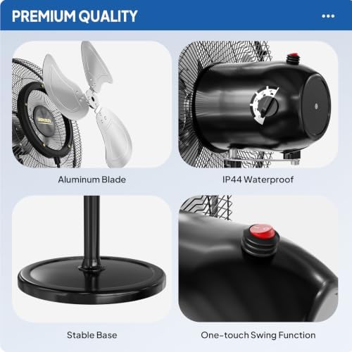 ROVSUN 18" Outdoor Pedestal Misting Fan, 4-Speed High Velocity Patio Mister Fan with BLDC Motor & Spray Ring, Oscillating Waterproof Heavy Duty Standing Mist Fan for Outside Cooling, UL Listed - Image 5