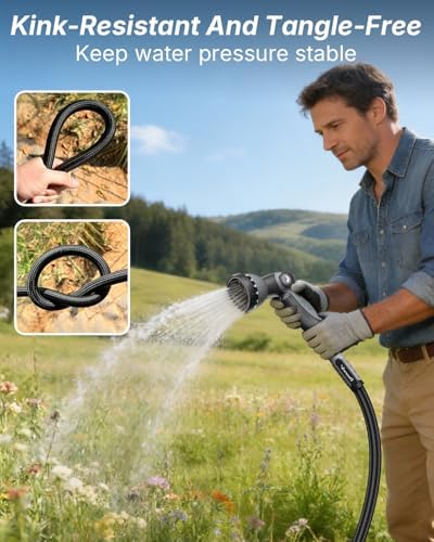 Garden Hose, 100FT Ultra Lightweight Water Hose with Spray Nozzle - Image 5
