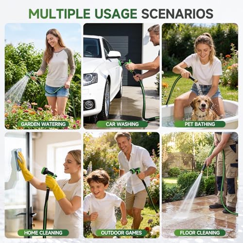 Garden Hose 75 ft Flexible Water Hoses Non-Expanding Lightweight Portable No Kink High Pressure Flat Fabric 3/4” fittings Leak-proof Durable Pipe for Outdoor Outside Yard Lawn Patio Watering Car Wash - Image 6